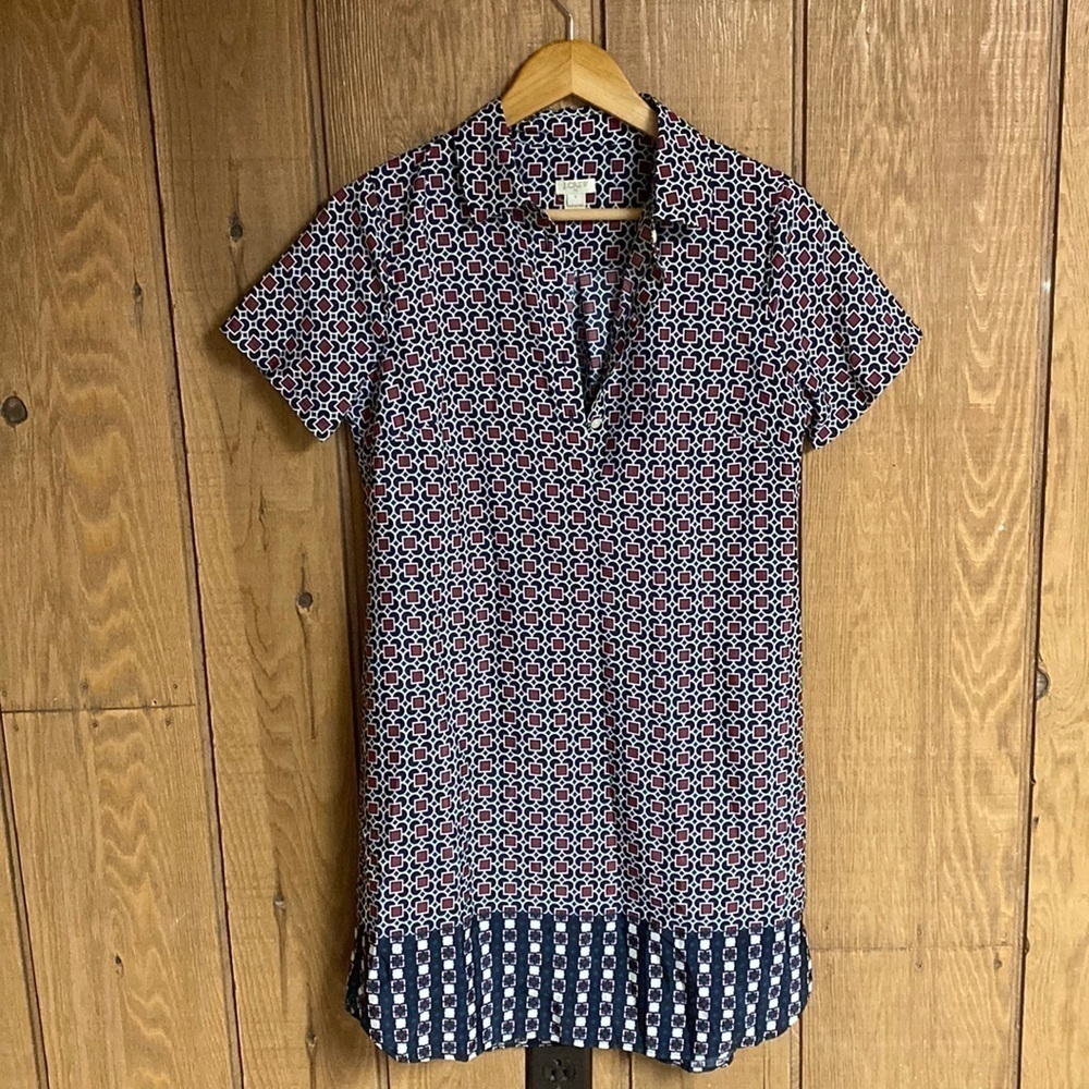 Jcrew factory‎ geometric print short sleeve shirt dress EUC size 4